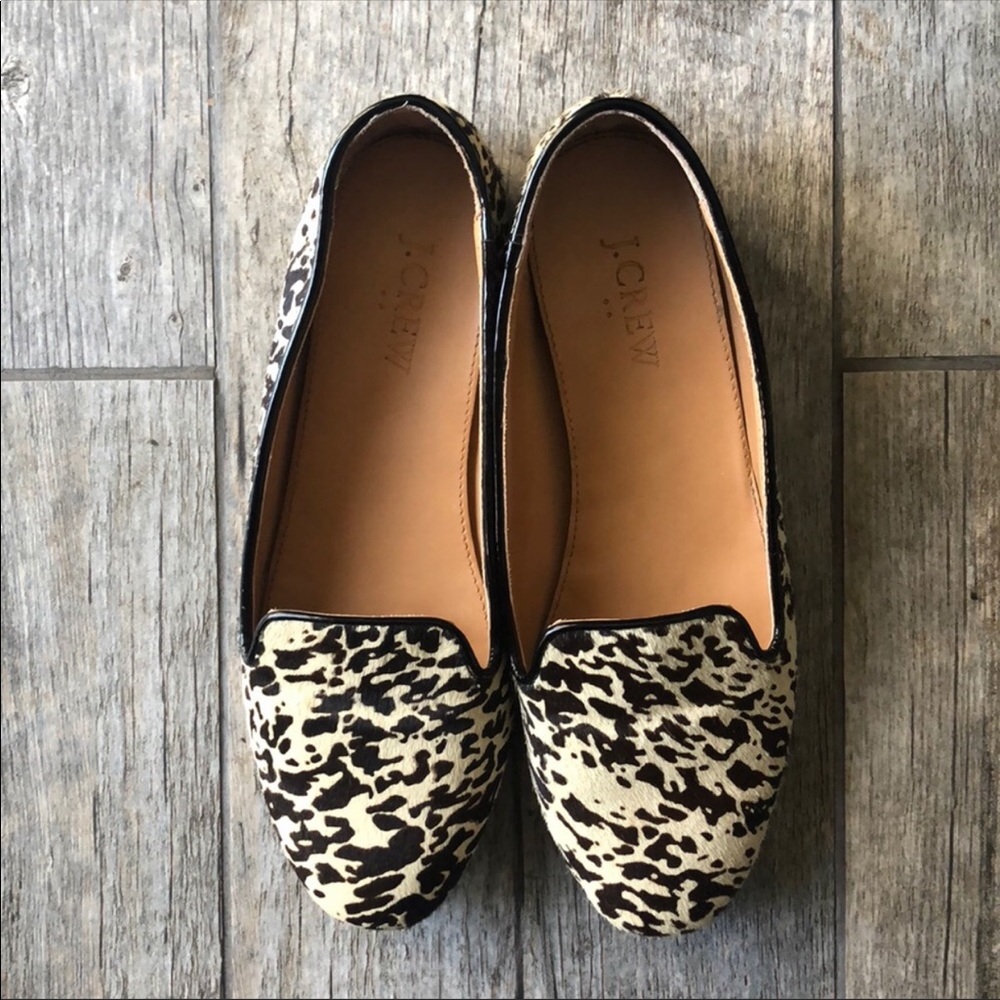 J Crew Calf hair animal print flats